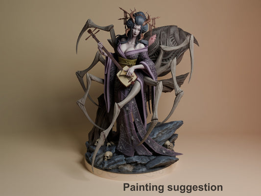 Painted Jorogumo Yokai from Original Art resin figure faces forward with spider legs.