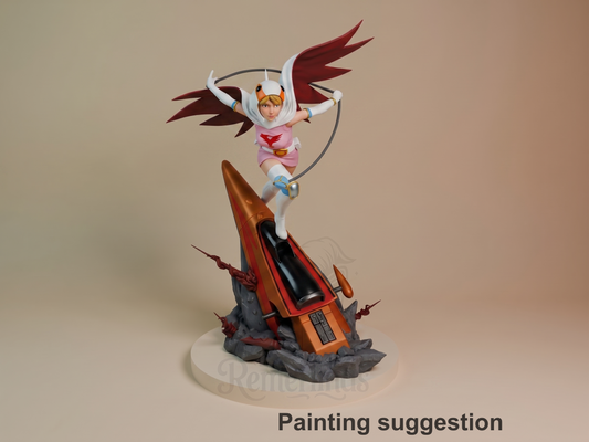 Jun the Swan Gatchaman 3D printed resin figure by CA3D Studios, colored view.