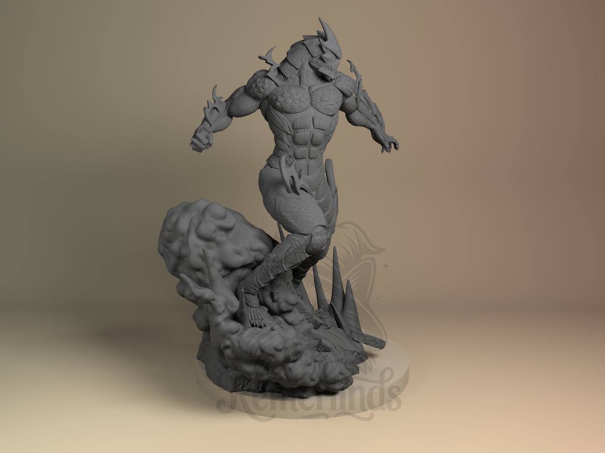 Right side angle highlighting notable pose or armor/prop feature.