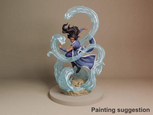 Katara Avatar: The Last Airbender 3D printed resin figure by Nomnom, colored view.