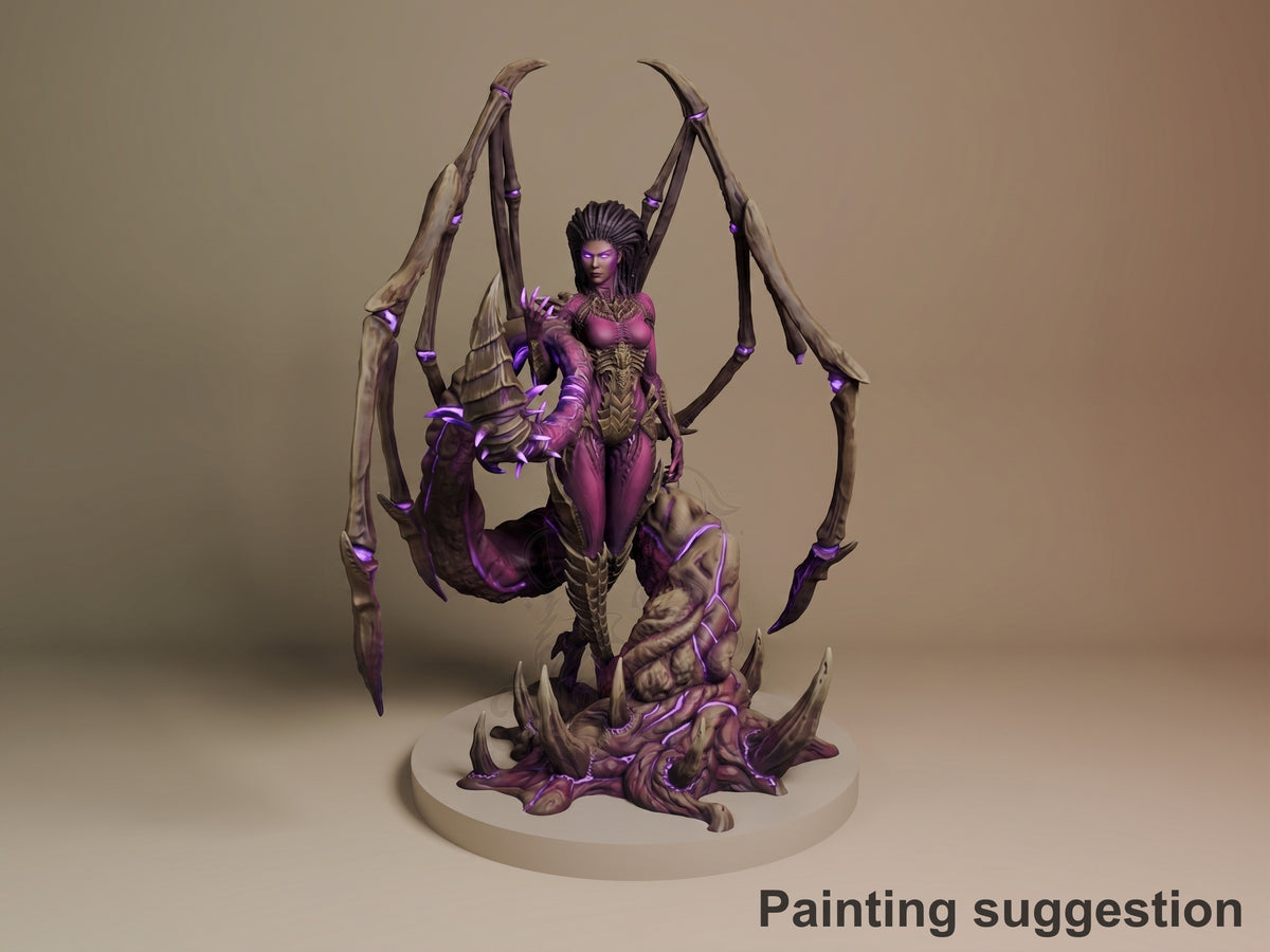 Painted Kerrigan from Starcraft II resin figure faces forward with wings on a sculpted base.