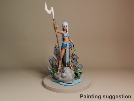 Kira Sunken Kingdom Adventure 3D printed resin figure by Nomnom, colored view.