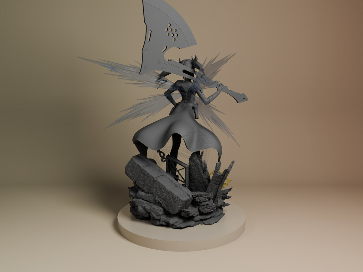 Rear view showing cloak, back armor, or base sculpt detail.