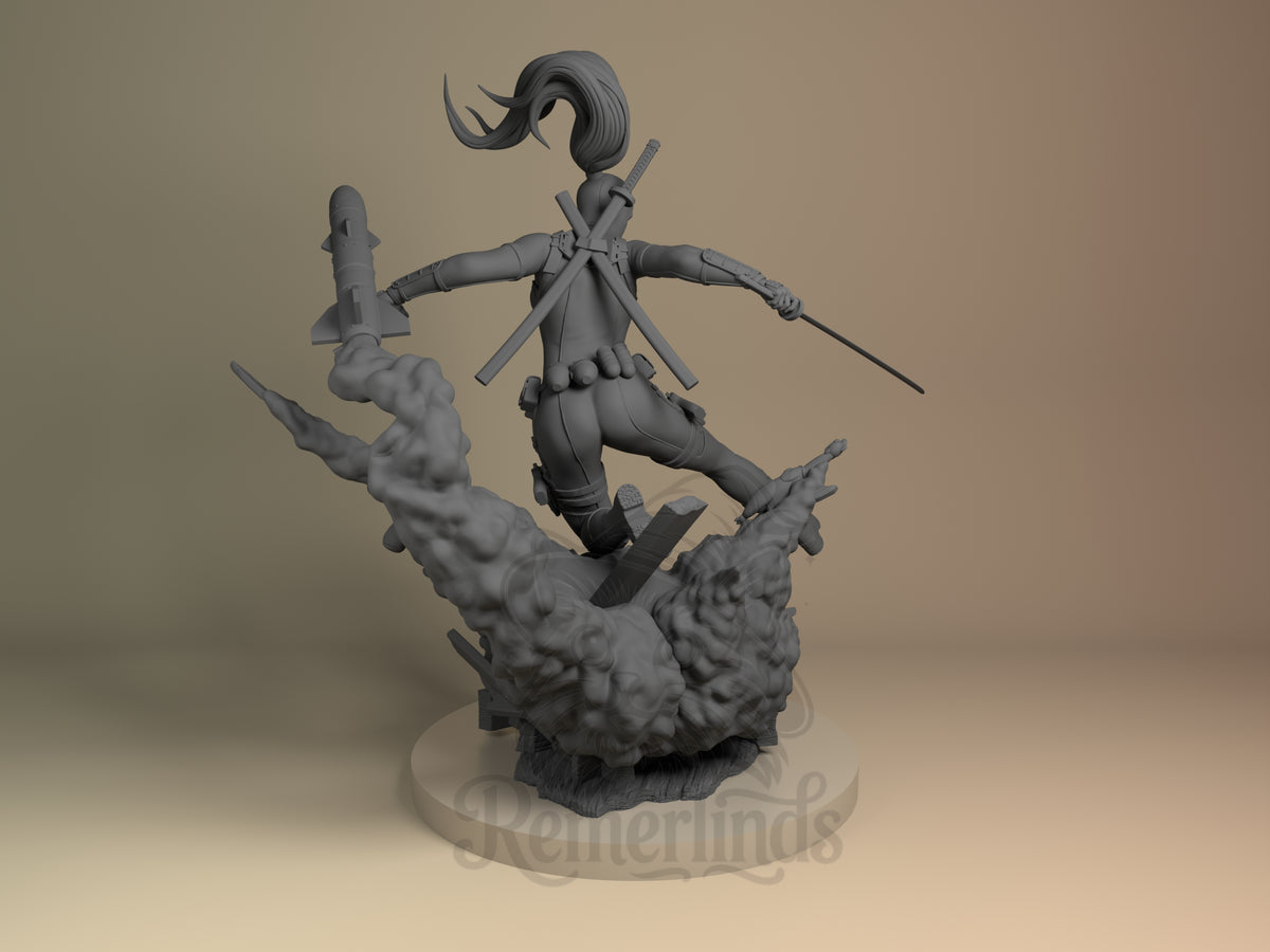 Rear view showing cloak, back armor, or base sculpt detail.