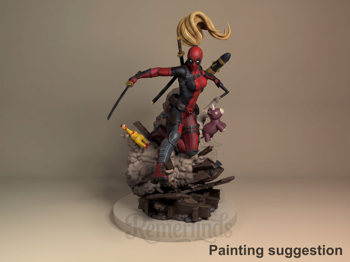 Masked Mercenary Antihero Chronicles 3D printed resin figure by Nomnom, colored view.