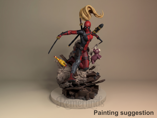 Masked Mercenary Antihero Chronicles 3D printed resin figure by Nomnom, colored view.