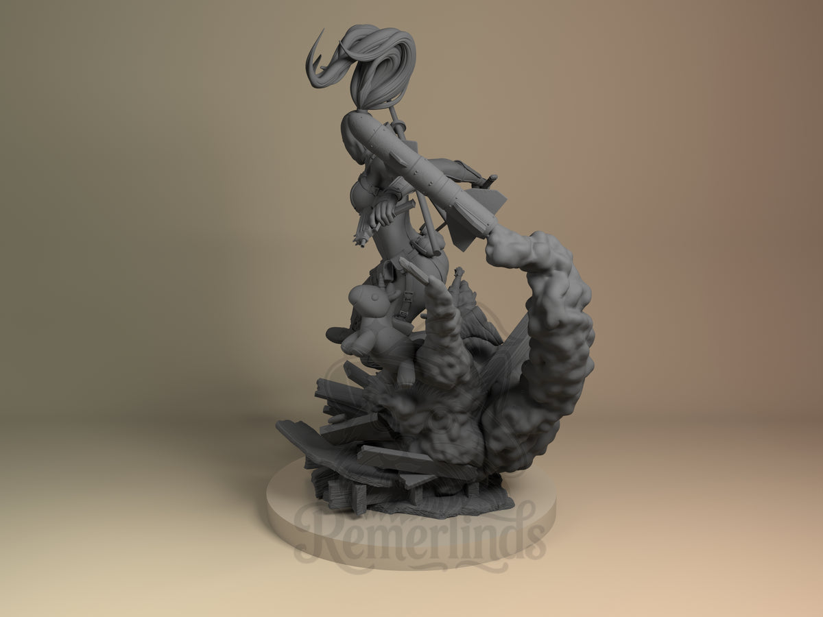 Left side angle showing gesture, weapon, or outfit detail.