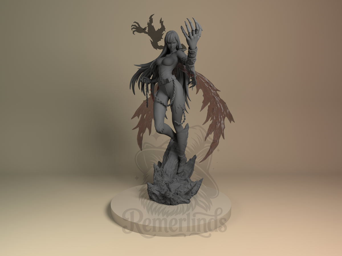Dark Bat Creature from Cybermon is a partially painted resin figure with raised claws, wings, and a sculpted base.