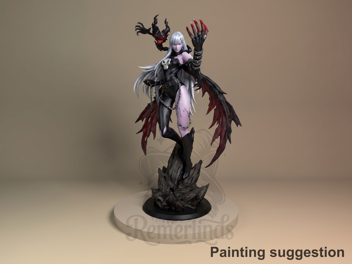 Dark Bat Creature Cybermon 3D printed resin figure by Nomnom, colored view.