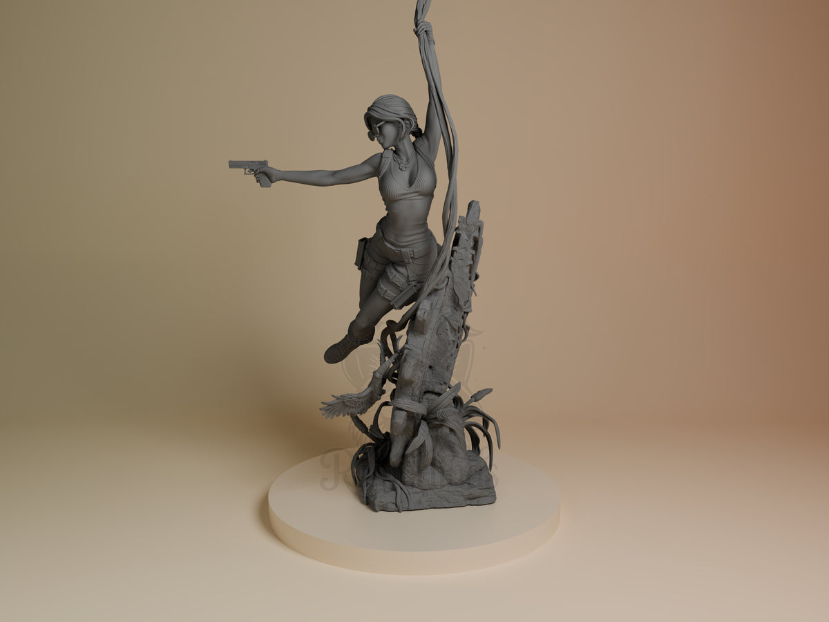 Relic Hunter Ancient Relic Hunt 3D printed resin figure by Bulkamancer, angled view showing dimensional details.