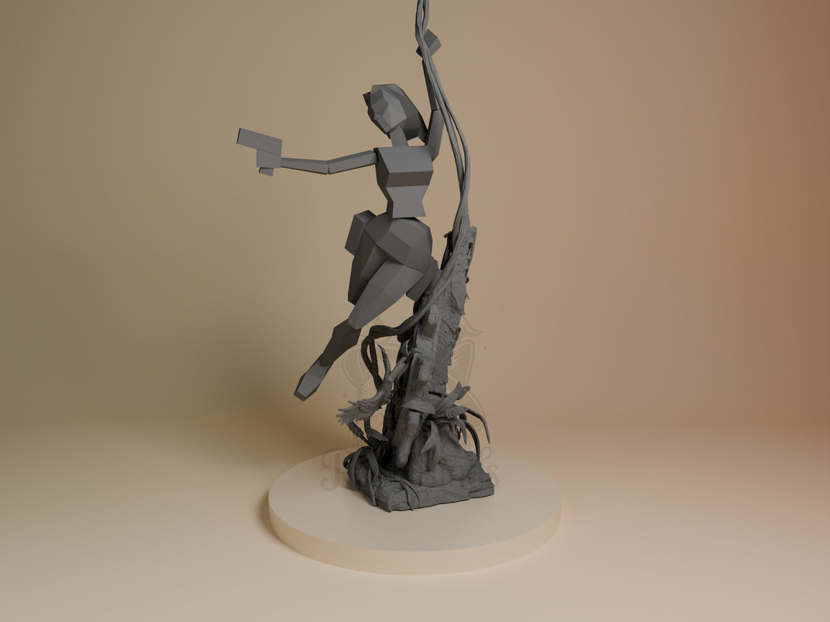 Treasure Hunter Ancient Relic Hunt 3D printed resin figure by Bulkamancer, angled view showing dimensional details.