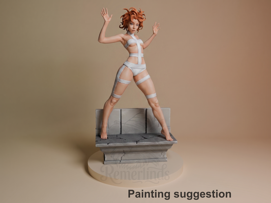 Leeloo The Fifth Element 3D printed resin figure by CA3D Studios, colored view.