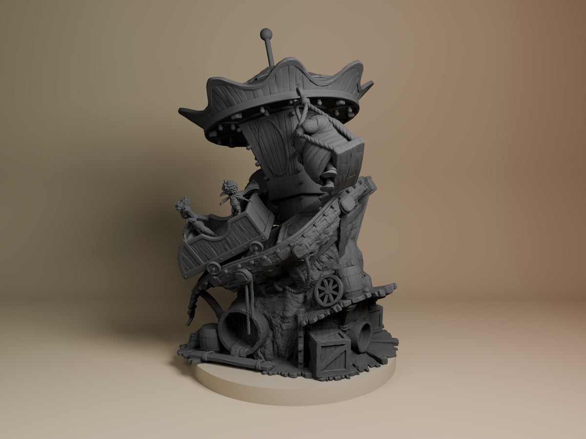 Little Nightmares Tiny Terrors 3D printed resin figure by Nomnom, angled view showing dimensional details.