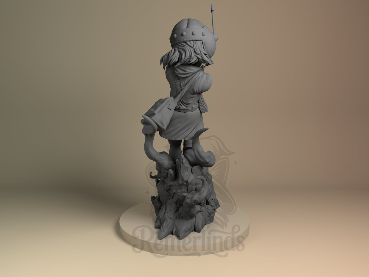 Rear view showing cloak, back armor, or base sculpt detail.