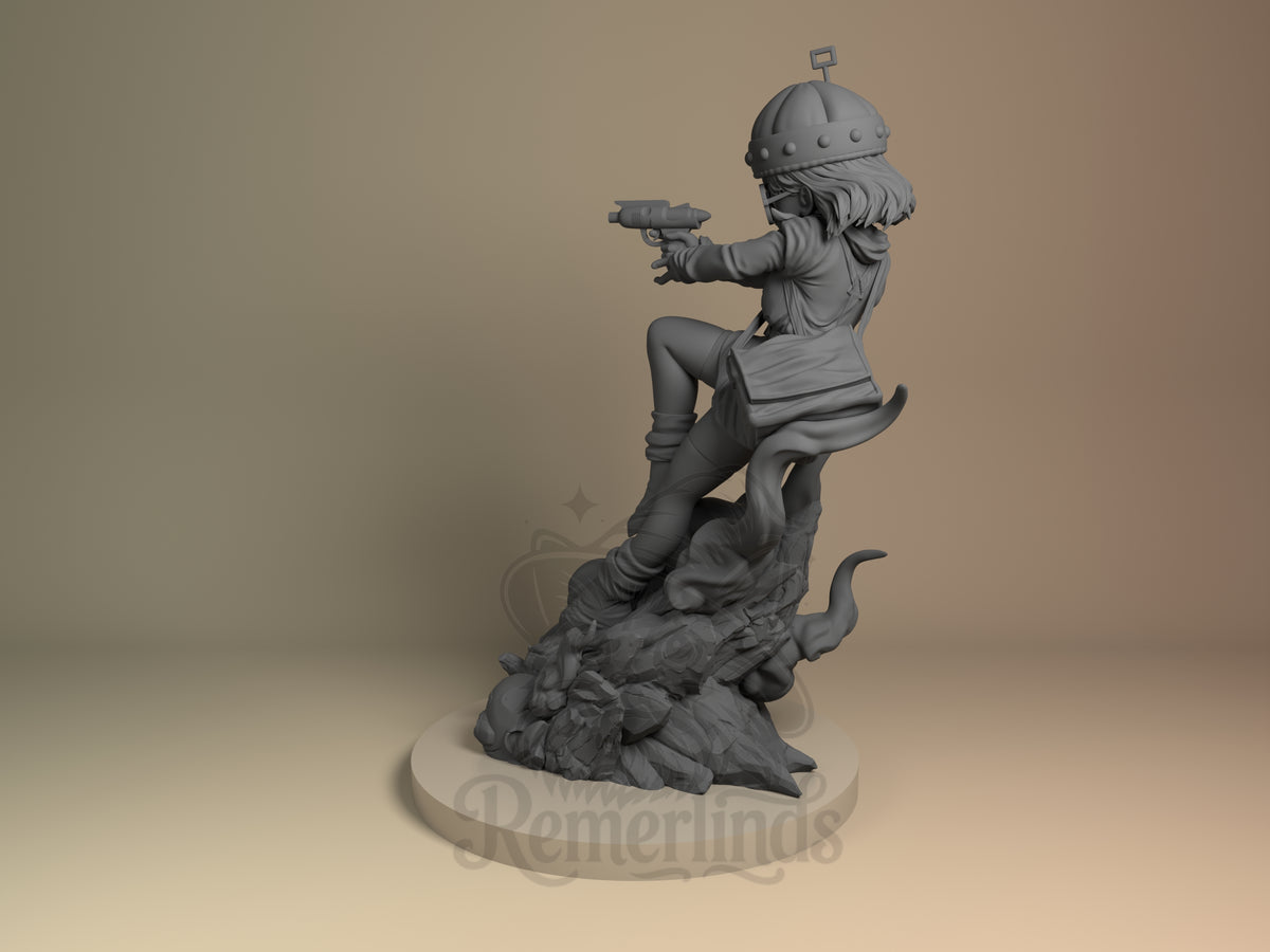 Left side angle showing gesture, weapon, or outfit detail.