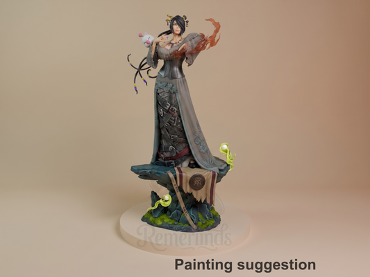 Lulu Final Fantasy 3D printed resin figure by CA3D Studios, colored view.
