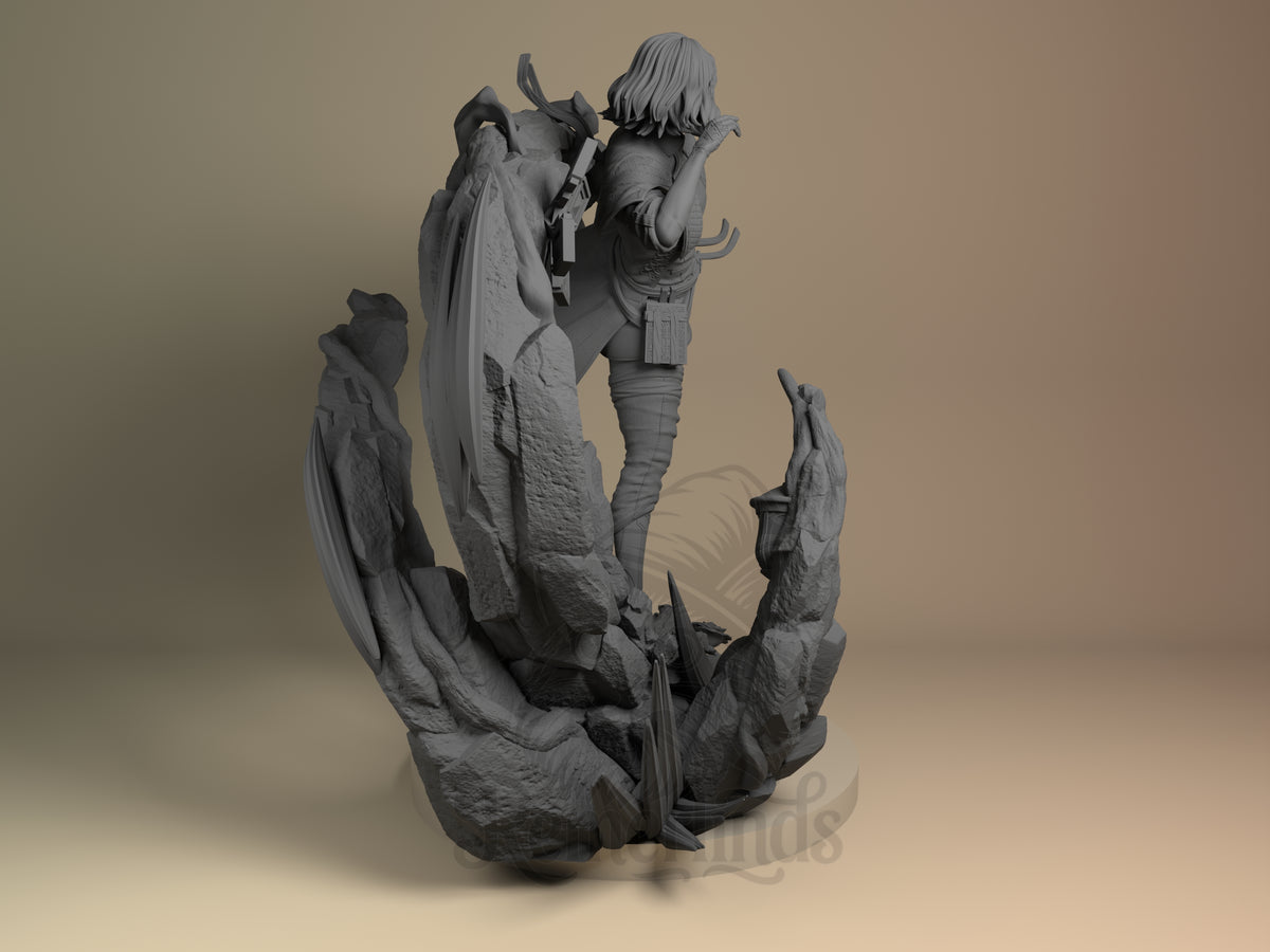 Rear view showing cloak, back armor, or base sculpt detail.