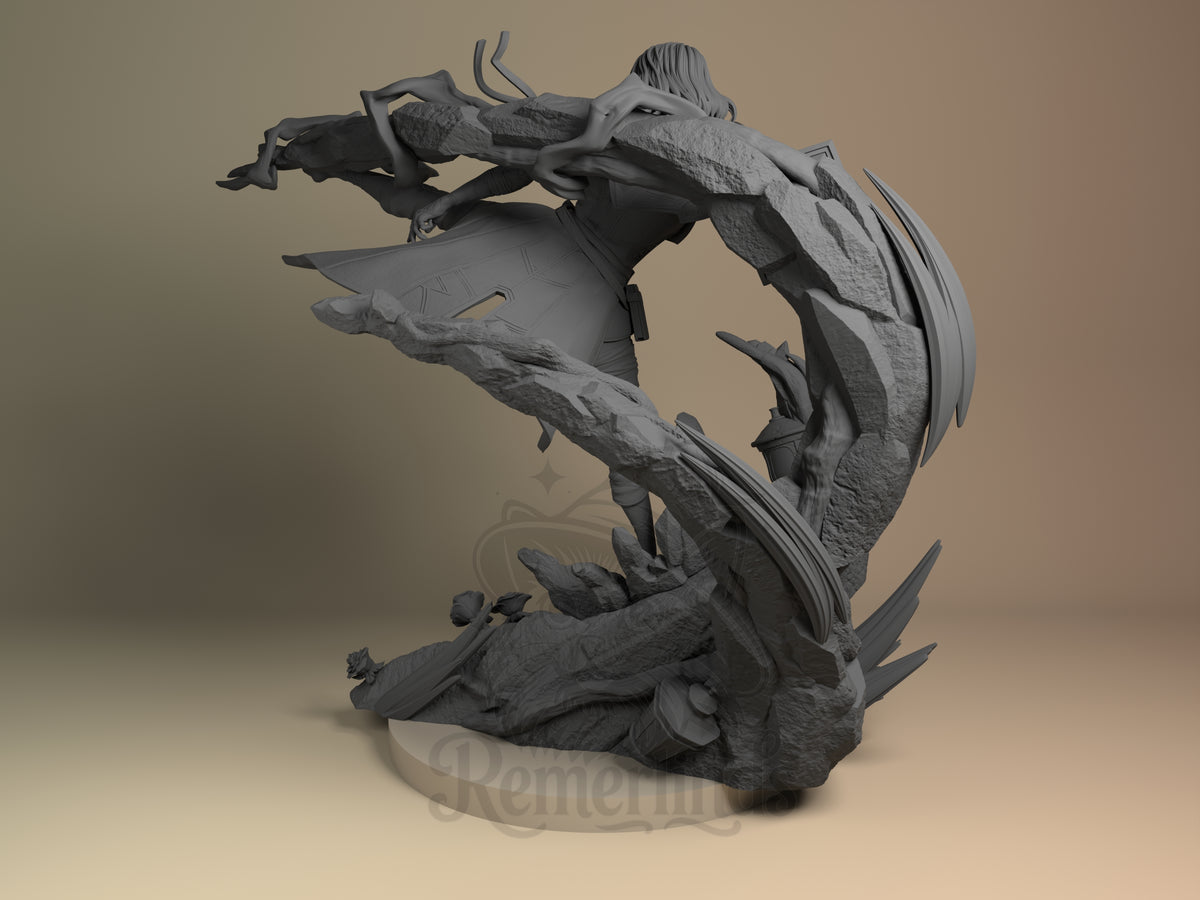 Left side angle showing gesture, weapon, or outfit detail.