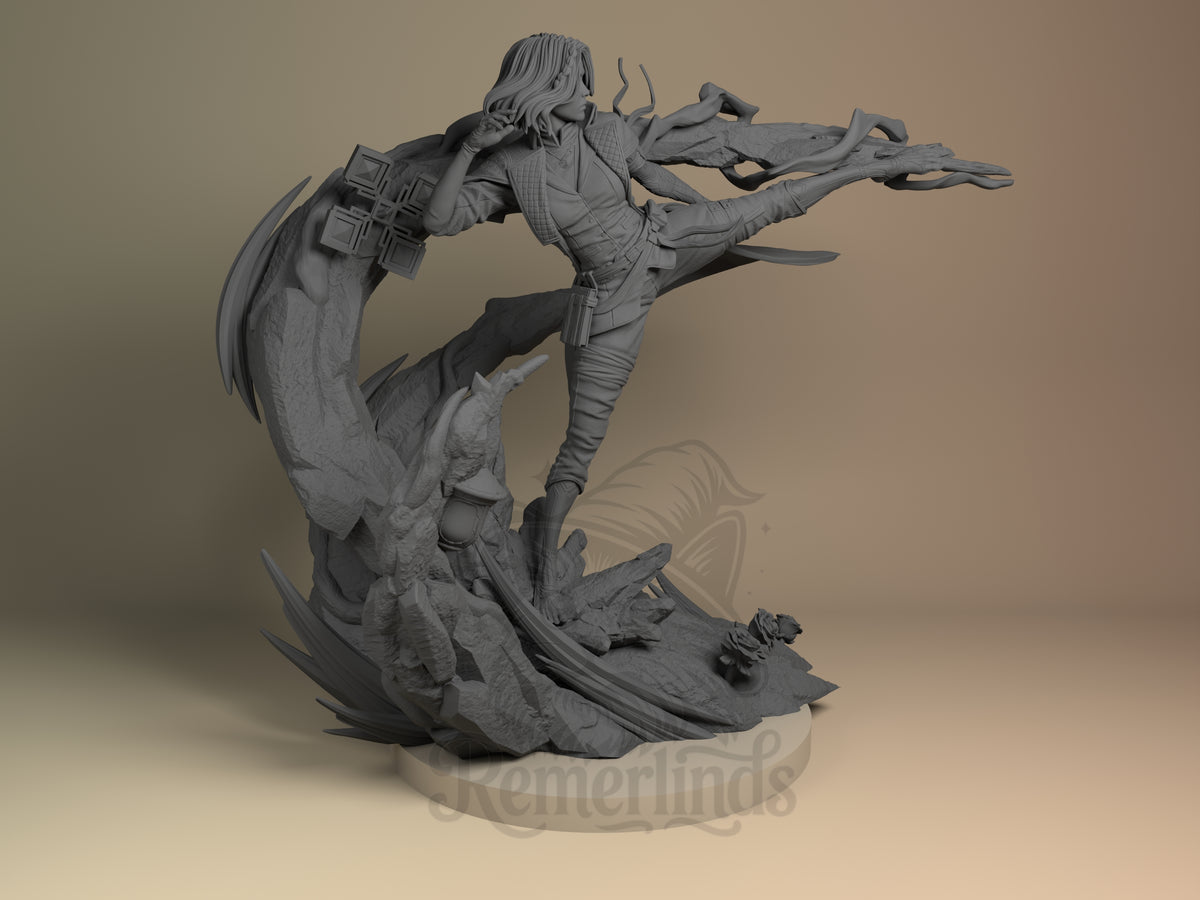Right side angle highlighting notable pose or armor/prop feature.