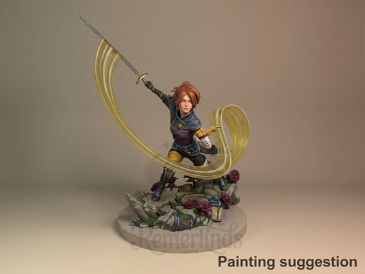 Maelle Odyssey 33 3D printed resin figure by Nomnom, colored view.
