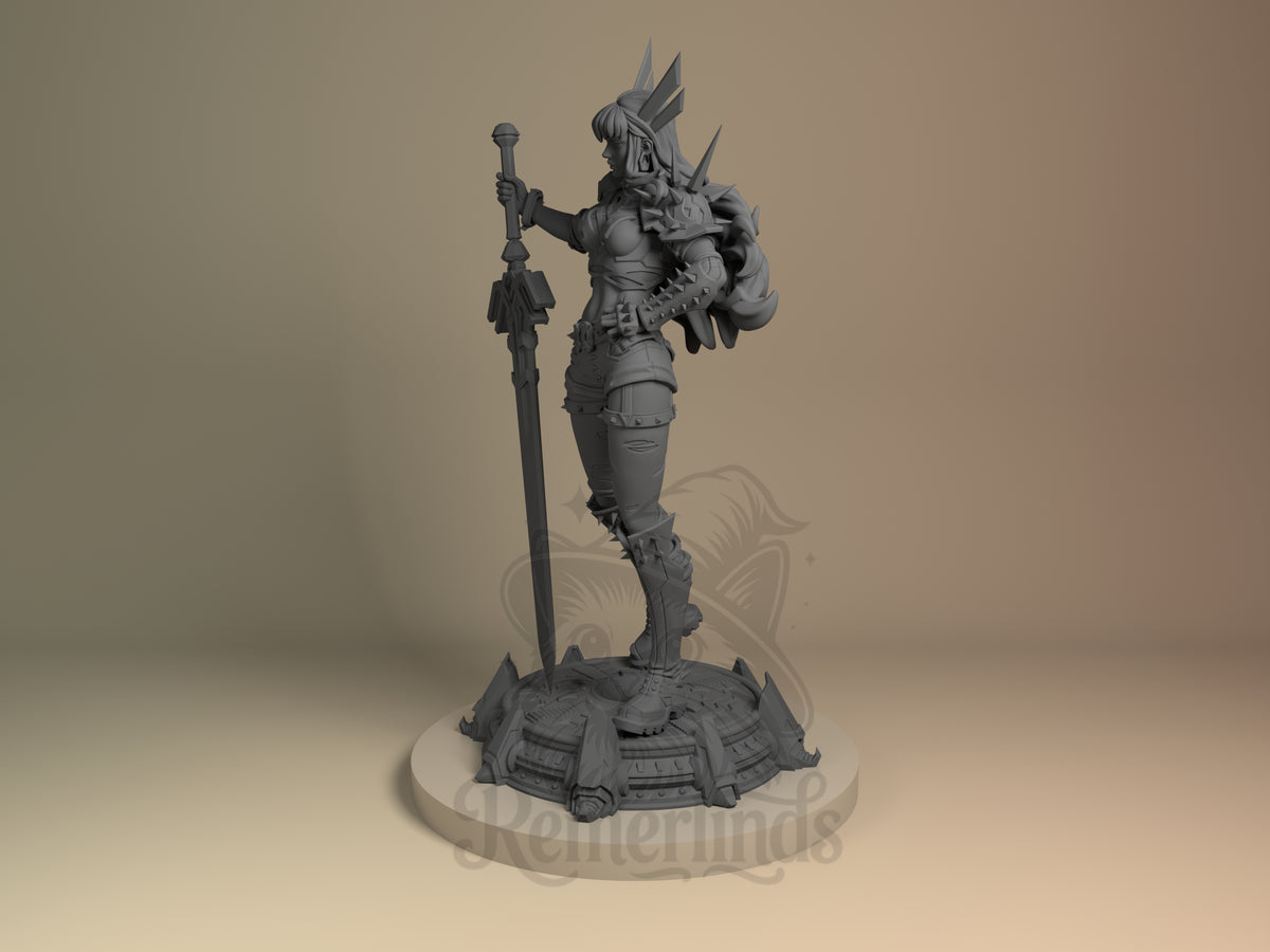 Mystic Guardian Super Rivals 3D printed resin figure by Nomnom, angled view showing dimensional details.