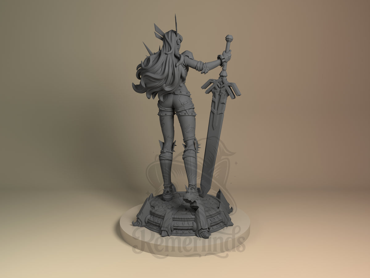 Rear view showing cloak, back armor, or base sculpt detail.