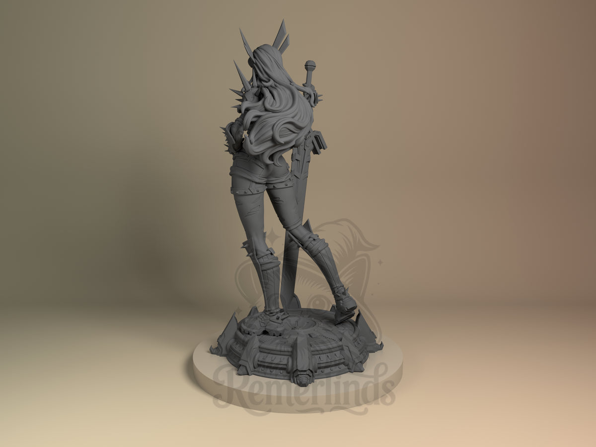 Left side angle showing gesture, weapon, or outfit detail.
