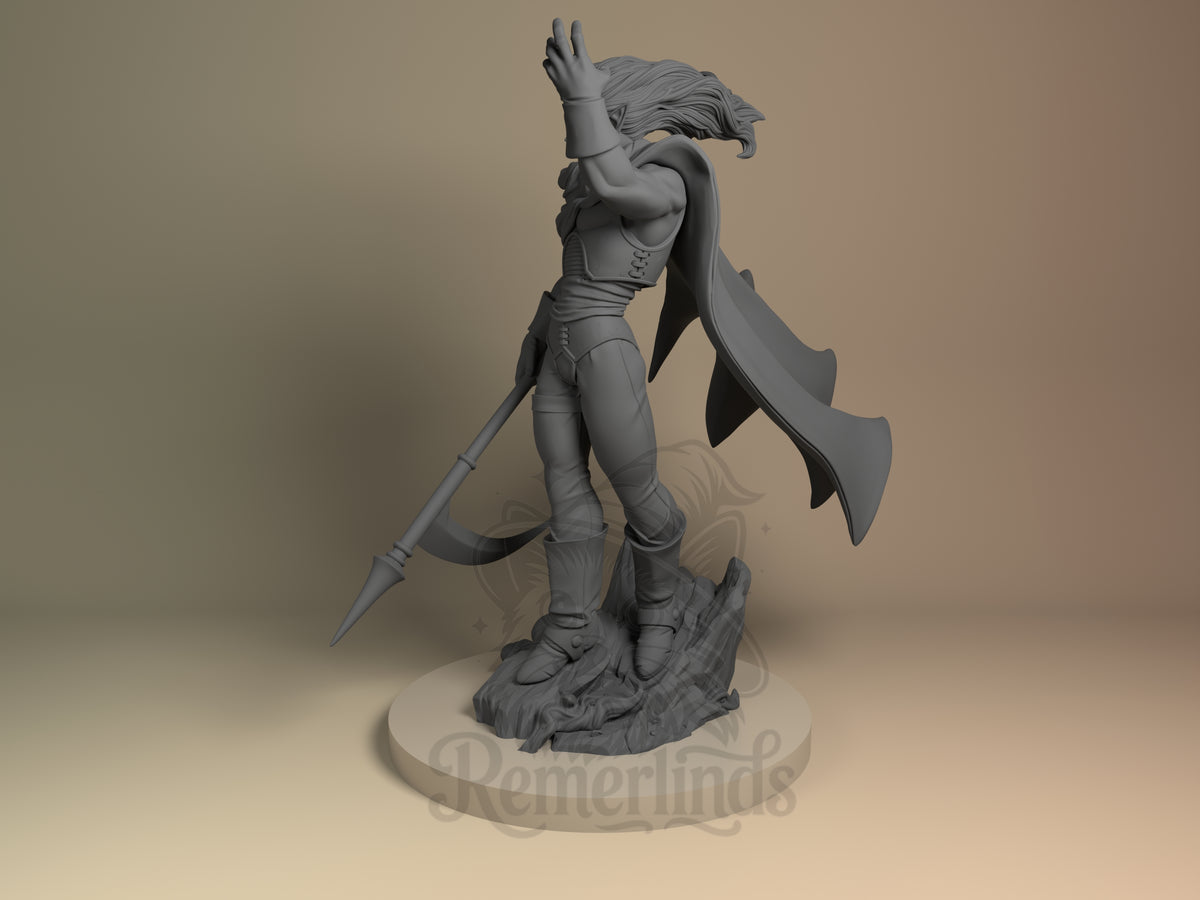 Magus Chrono Trigger 3D printed resin figure by Nomnom, angled view showing dimensional details.