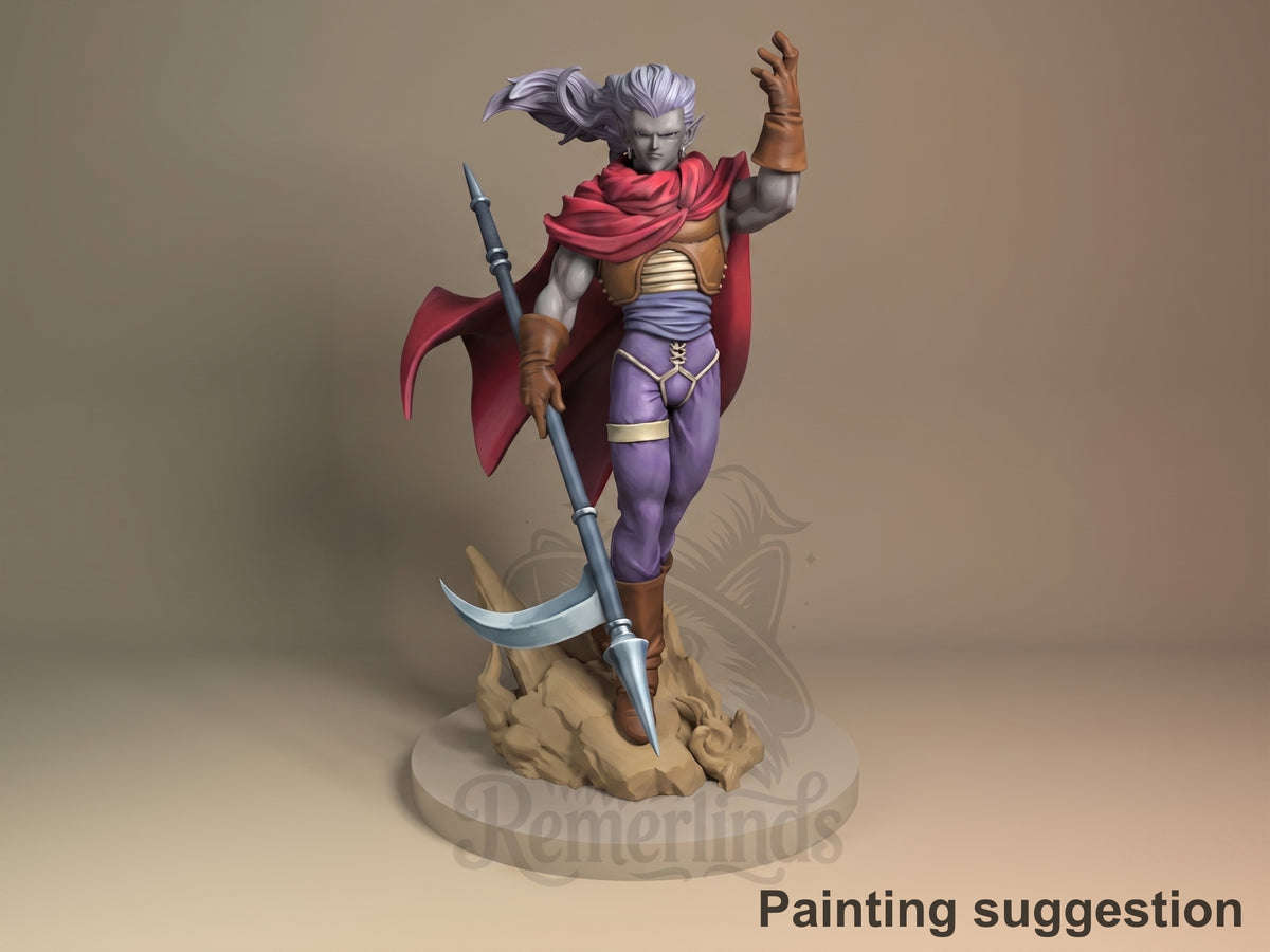 Magus Chrono Trigger 3D printed resin figure by Nomnom, colored view.
