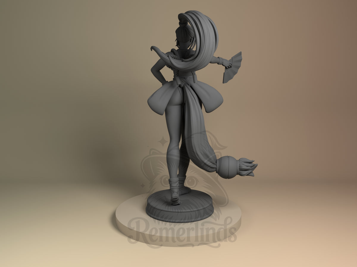Rear view showing cloak, back armor, or base sculpt detail.