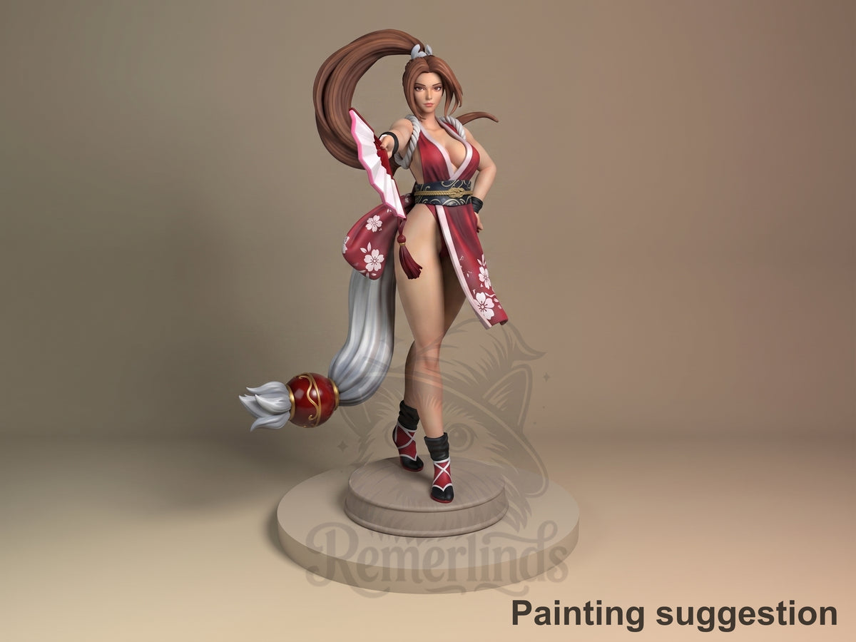 Scarlet Fan Dancer Monarch of Brawlers 3D printed resin figure by Nomnom, colored view.