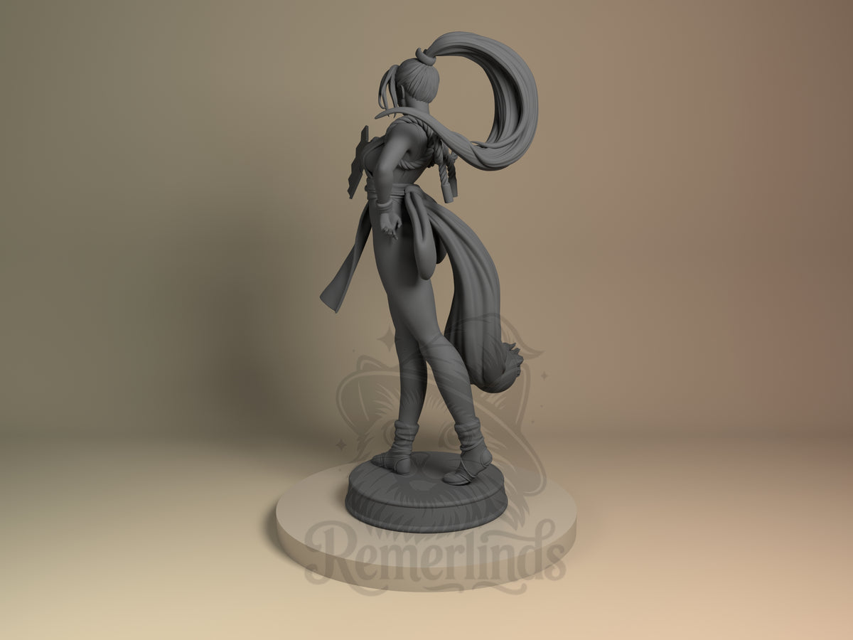 Left side angle showing gesture, weapon, or outfit detail.