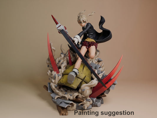 Scythe Maiden Soul Devourer 3D printed resin figure by Nomnom, colored view.