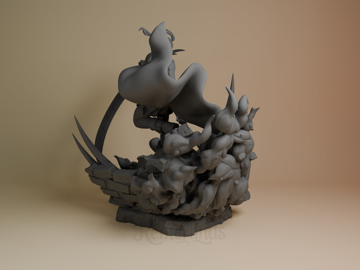Maka from Soul Eater is shown from the left as an unpainted resin figure on a sculpted base.