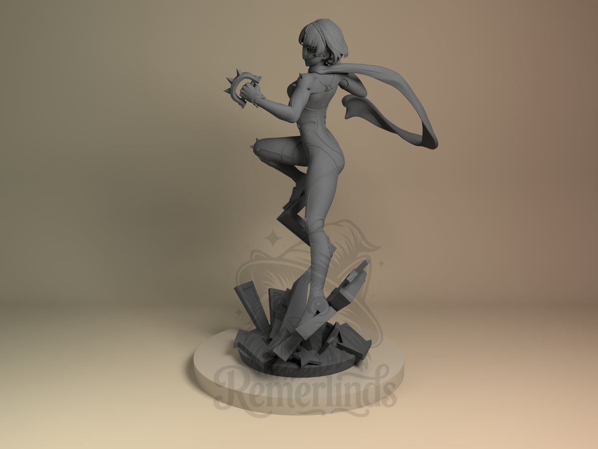 Student Council President Phantom Heist 5 3D printed resin figure by Nomnom, angled view showing dimensional details.