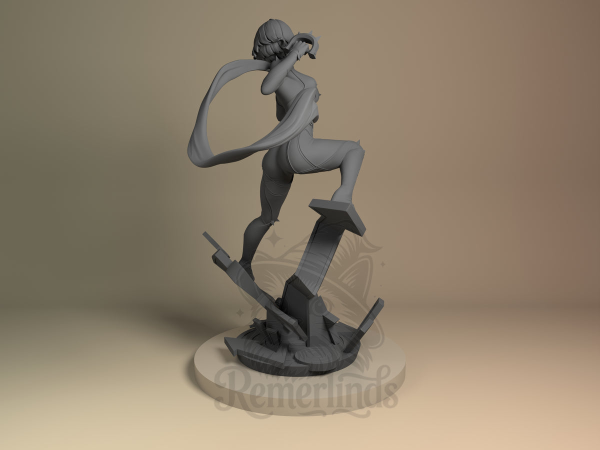Rear view showing cloak, back armor, or base sculpt detail.