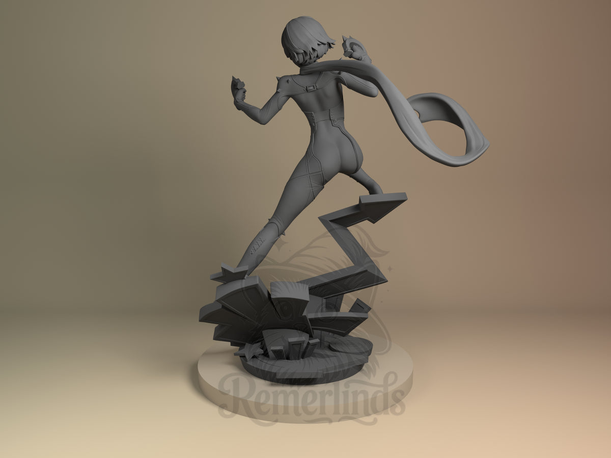 Left side angle showing gesture, weapon, or outfit detail.