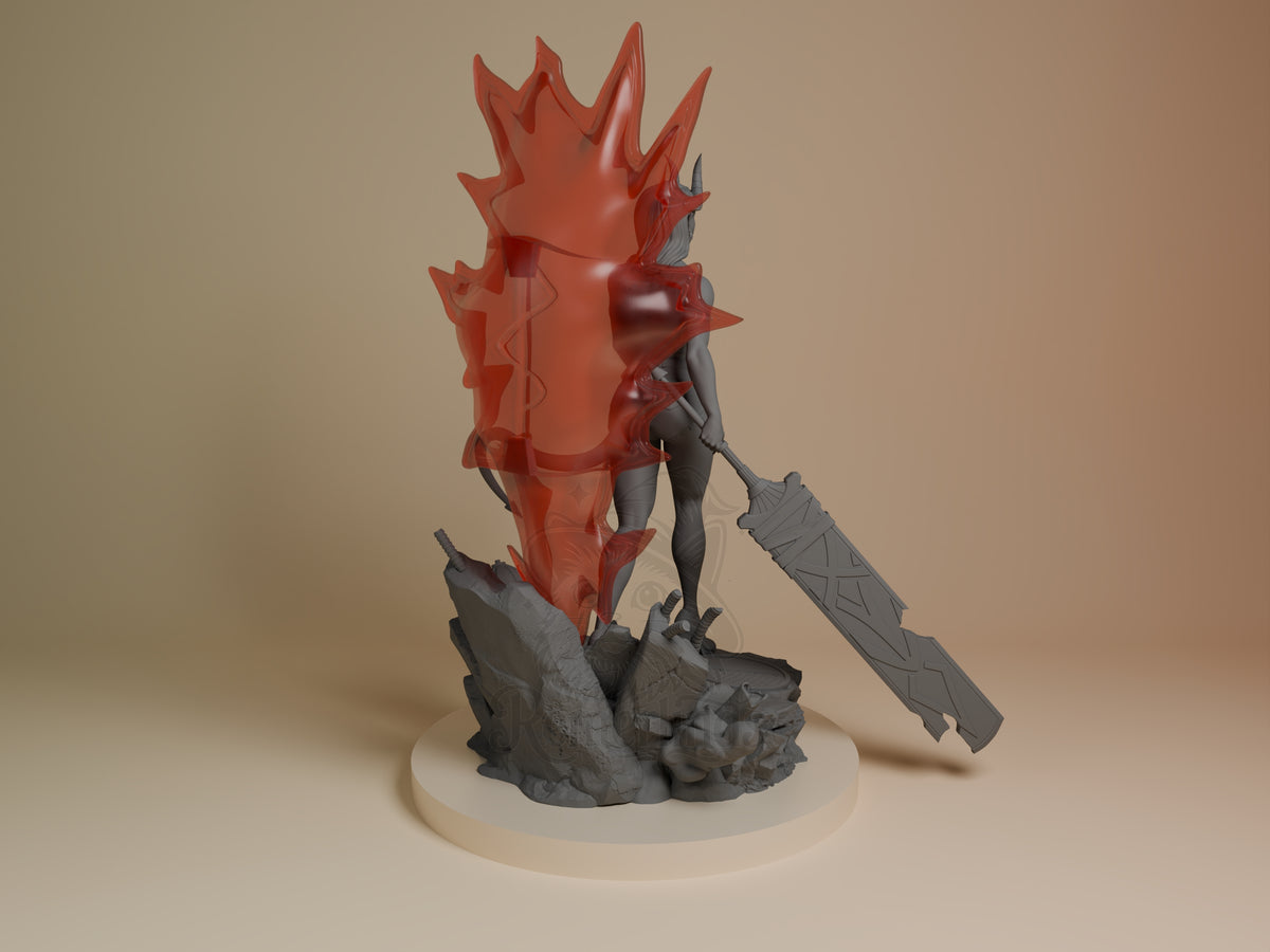 Rear view showing cloak, back armor, or base sculpt detail.