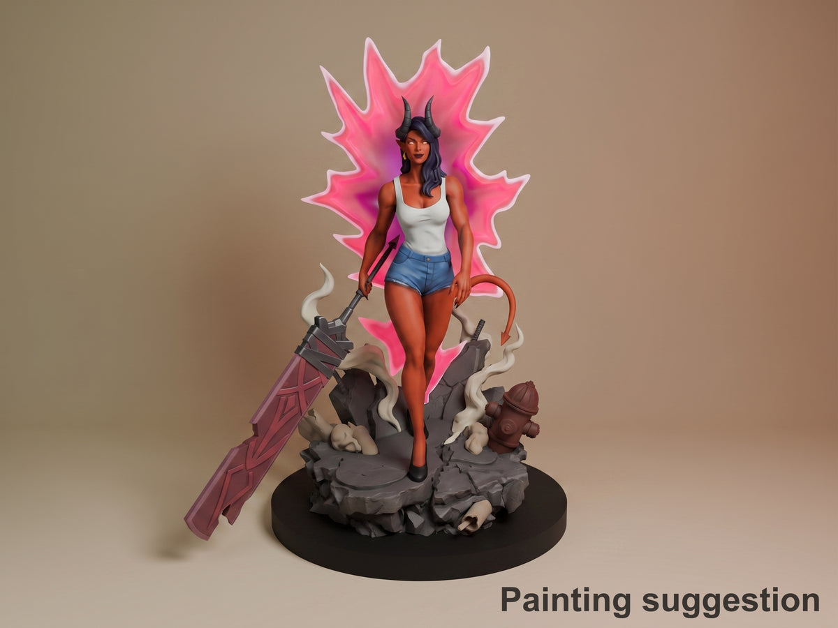 Mistress Malvora Shadow Courier 3D printed resin figure by Nomnom, colored view.