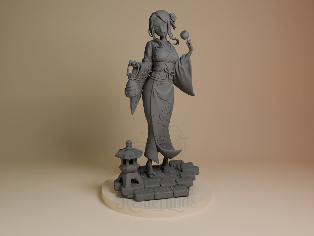 Marin Kiragawa from Dress Up Darling is an unpainted resin figure holding props on a sculpted base.