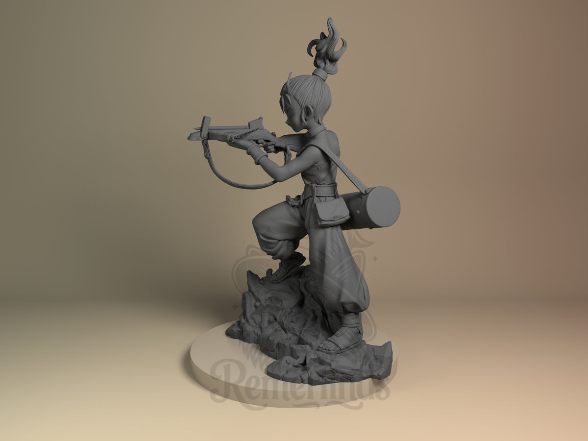 Marle Chrono Trigger 3D printed resin figure by Nomnom, angled view showing dimensional details.