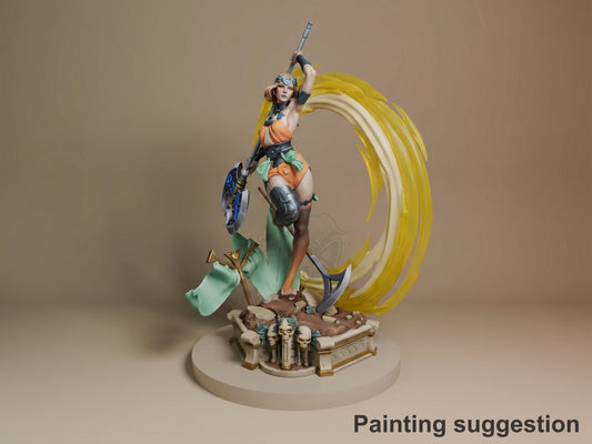Painted Moonlit Wraith from Hades resin figure holds a raised staff on a skull base.