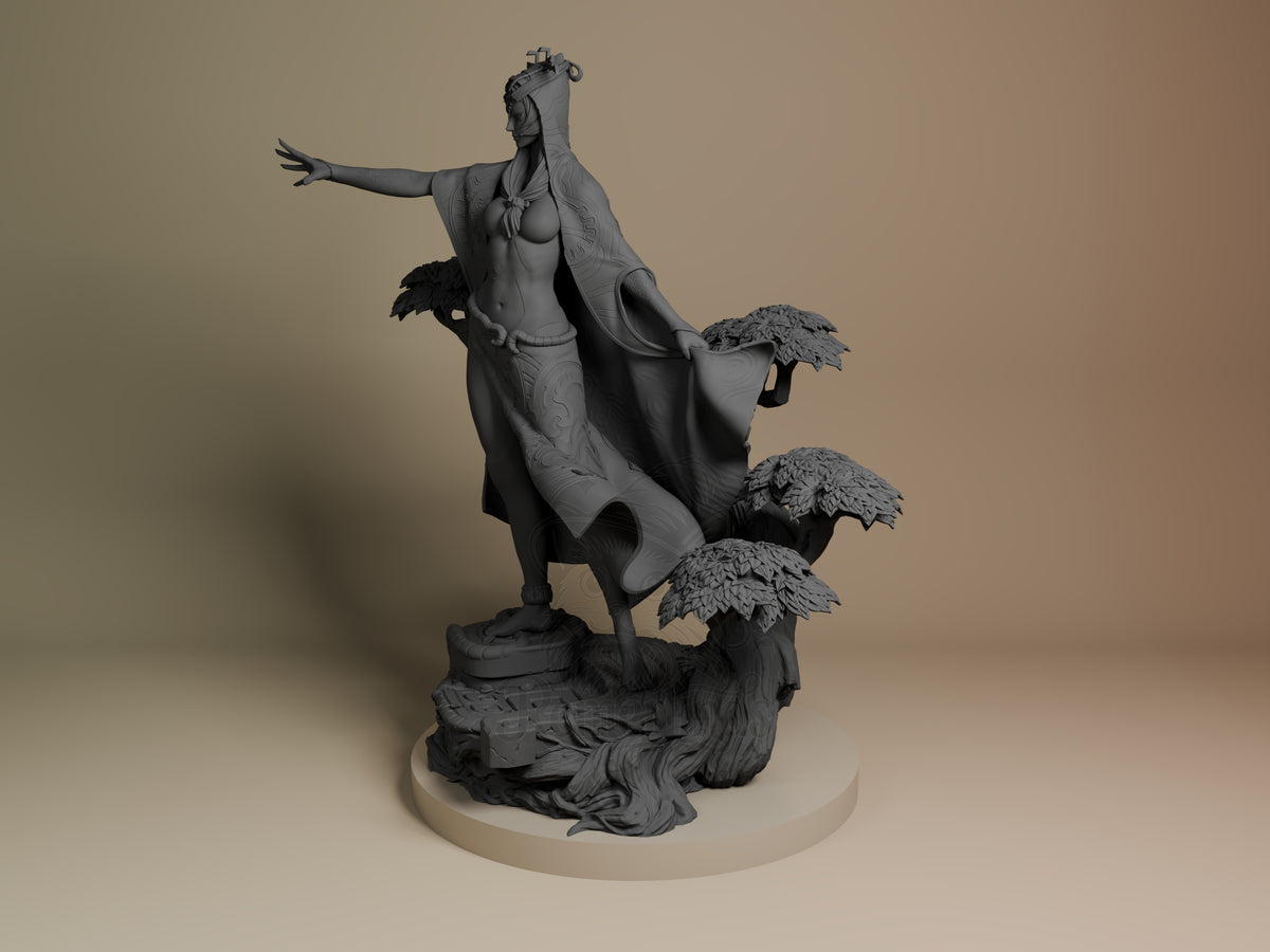 Shadow Princess from Tales of Daelz stands angled as an unpainted resin figure on a tree base.