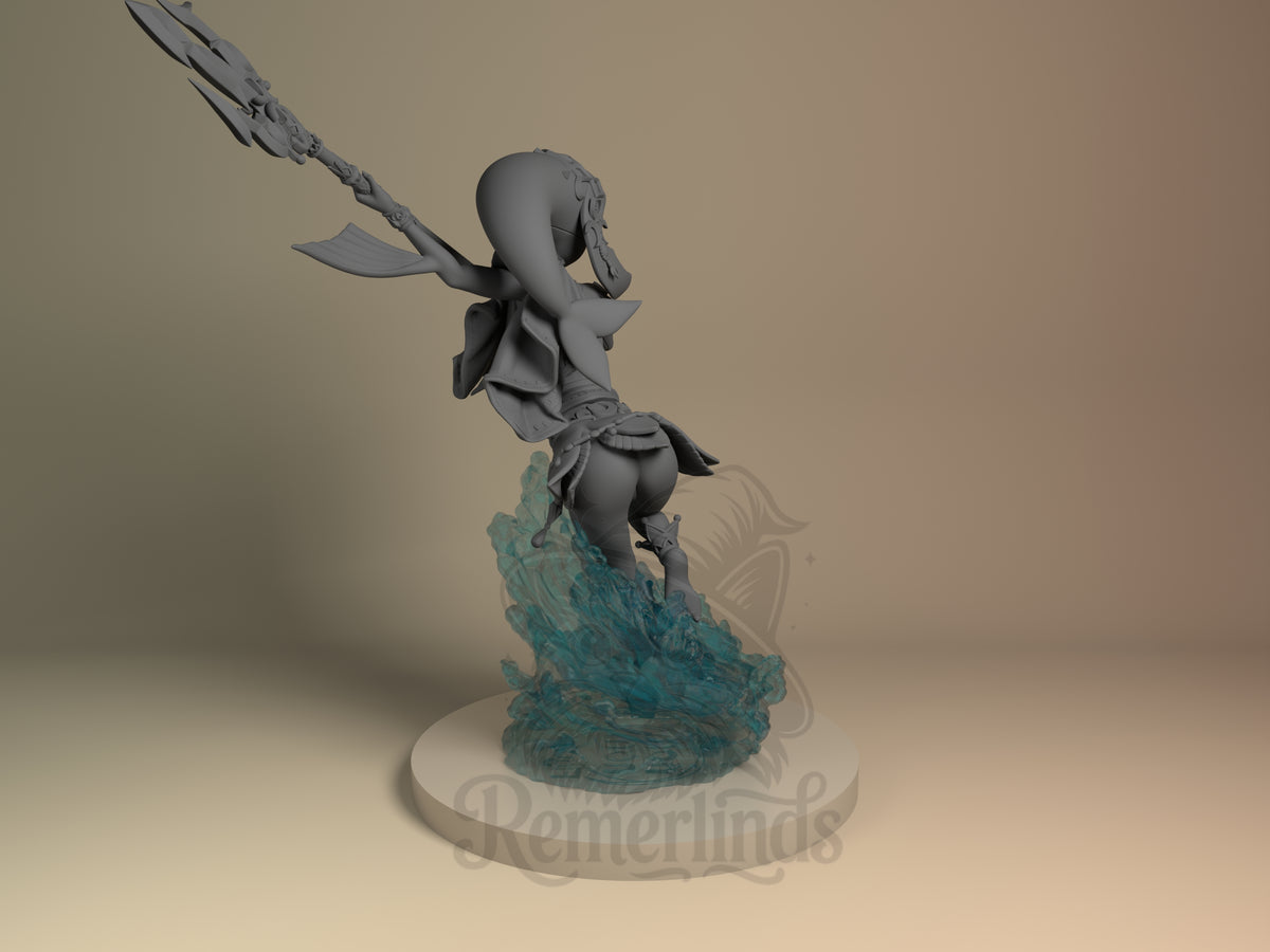 Myphe of Breathe the Wilderness is an unpainted resin figure in rear view on a sculpted base.