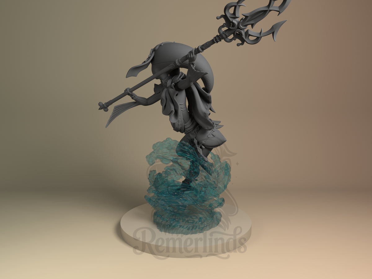 Myphe from Breathe the Wilderness is an unpainted resin figure with staff and wave base.
