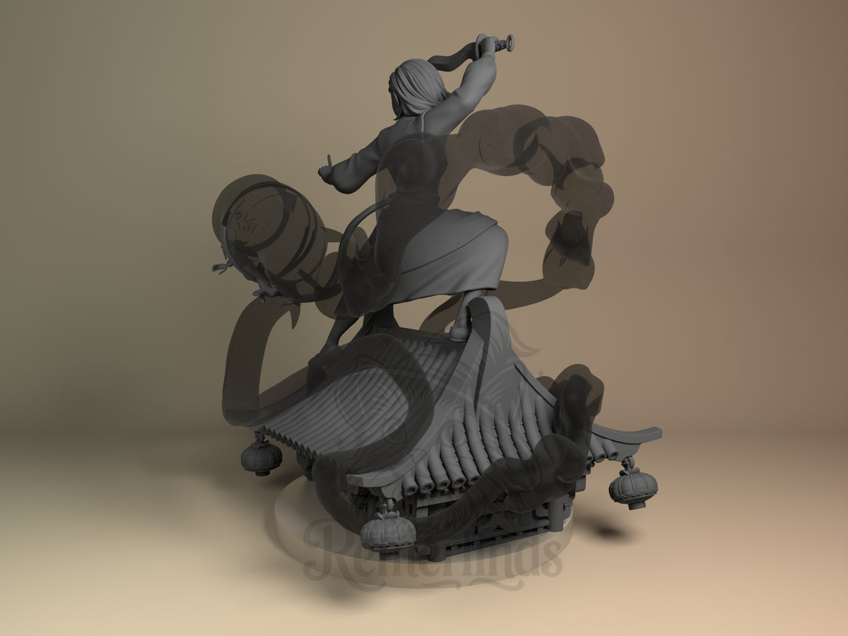 Left side angle showing gesture, weapon, or outfit detail.