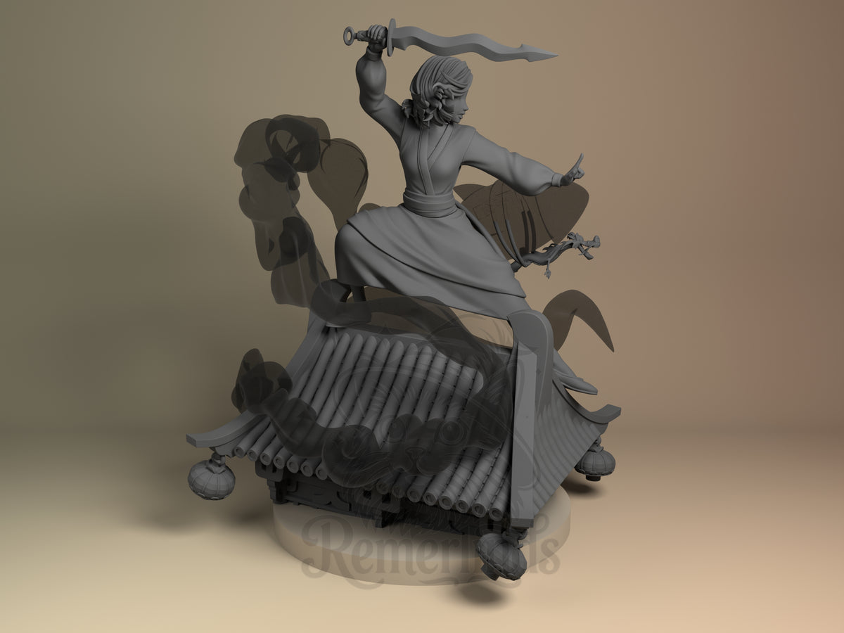 Right side angle highlighting notable pose or armor/prop feature.