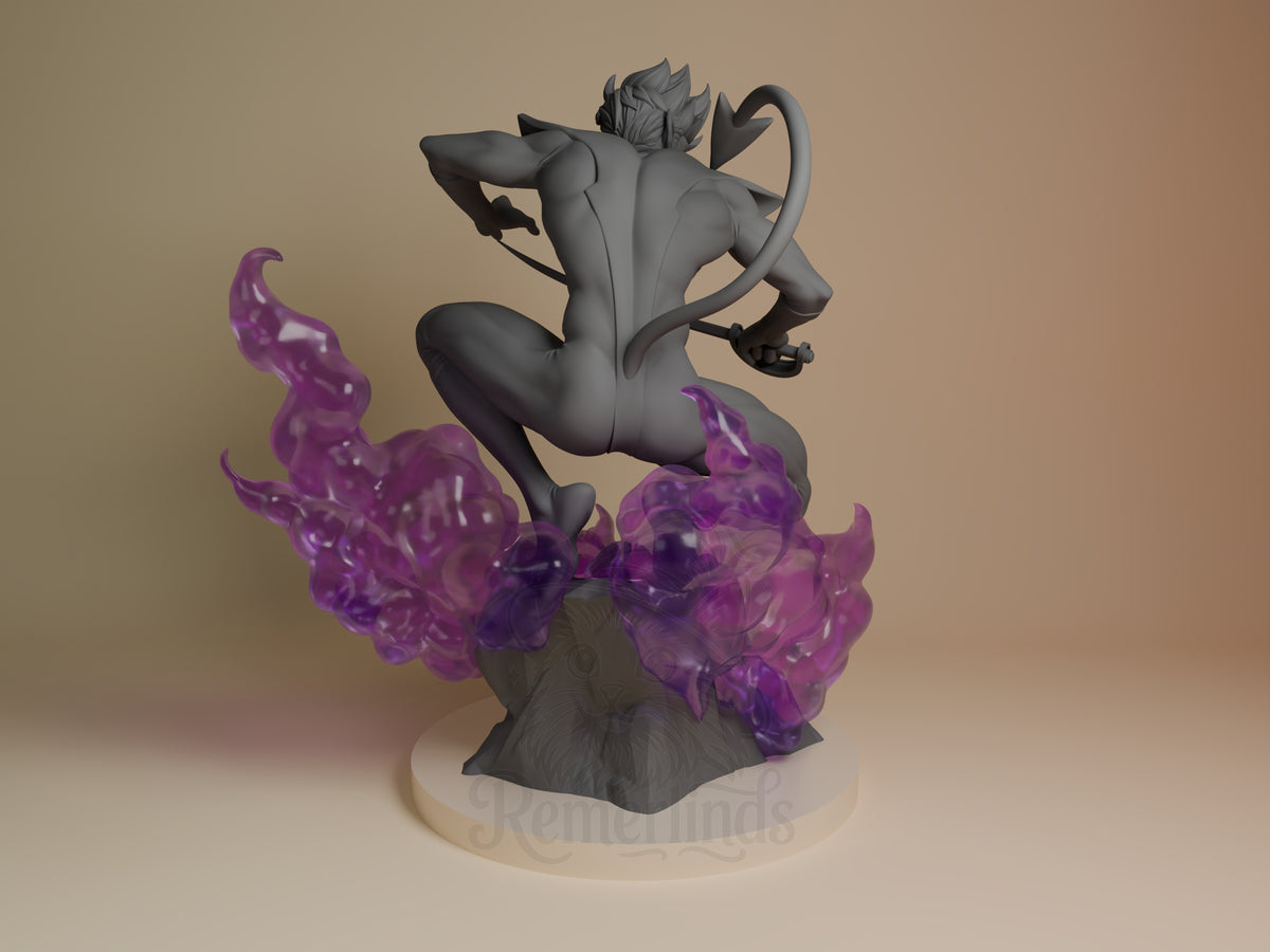 Back view shows Shadow Leaper from Xmen, an unpainted resin figure crouching over purple effects.