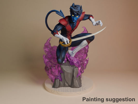 Shadow Leaper Xmen 3D printed resin figure by Nomnom, colored view.