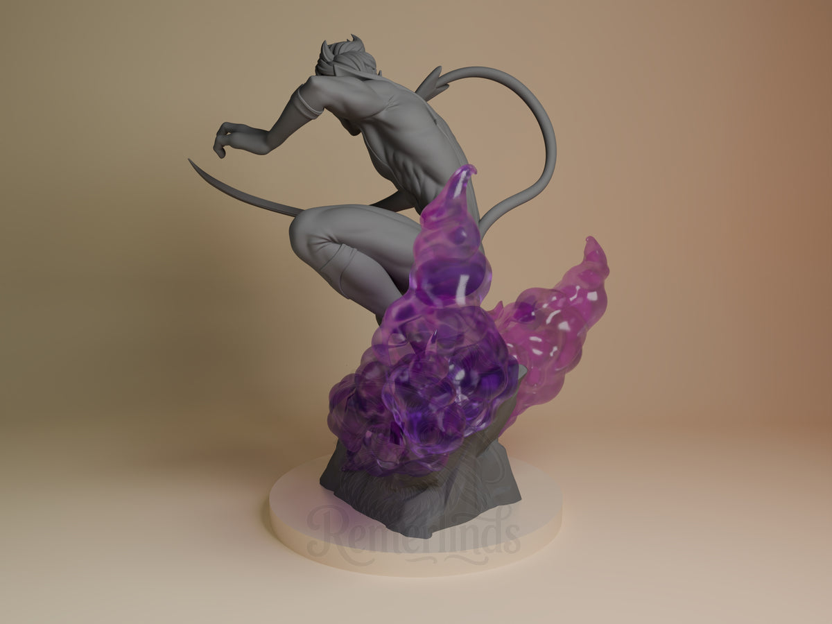 Shadow Leaper from Xmen leaps as an unpainted resin figure on a sculpted base.